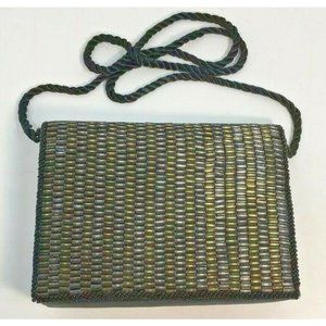 Vintage Jovan Musk Evening Edition Bag Beaded Purse Handbag Black Gold Lined